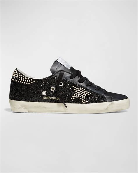 golden goose superstar pearly glitter low top sneakers